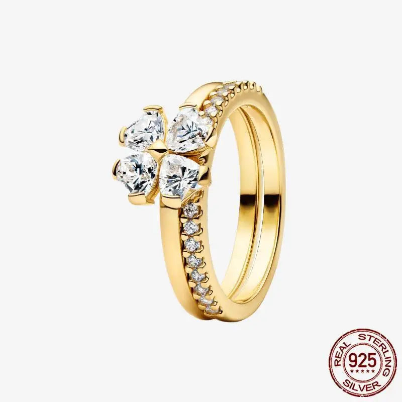 925 Sterling Silver Open Ring Style CZ Paved Heart Butterfly Flower Colorful Gemstone Ring For Women Daily Wear Jewelry Gift