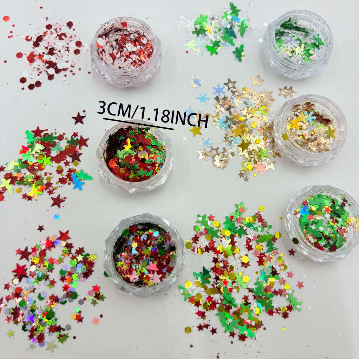 Christmas Nail Art Glitter Sequins Charms Mixed Snowflake Star Tree Confetti Holographic Paillette Flakes Xmas Nail Decoration