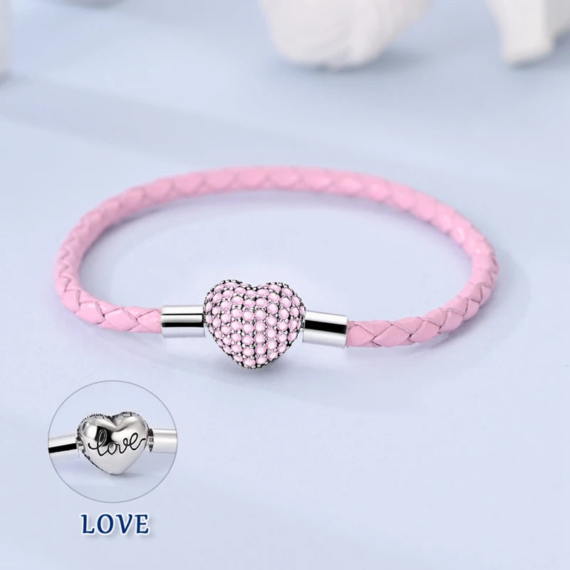 925 Sterling Silver Heart Charm Bracelet for Women - DIY Beads
