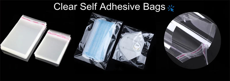TETP 100PCS Clear Self-Adhesive OPP Bags – Resealable Cellophane Storage for Food, Candy & Gift Packaging