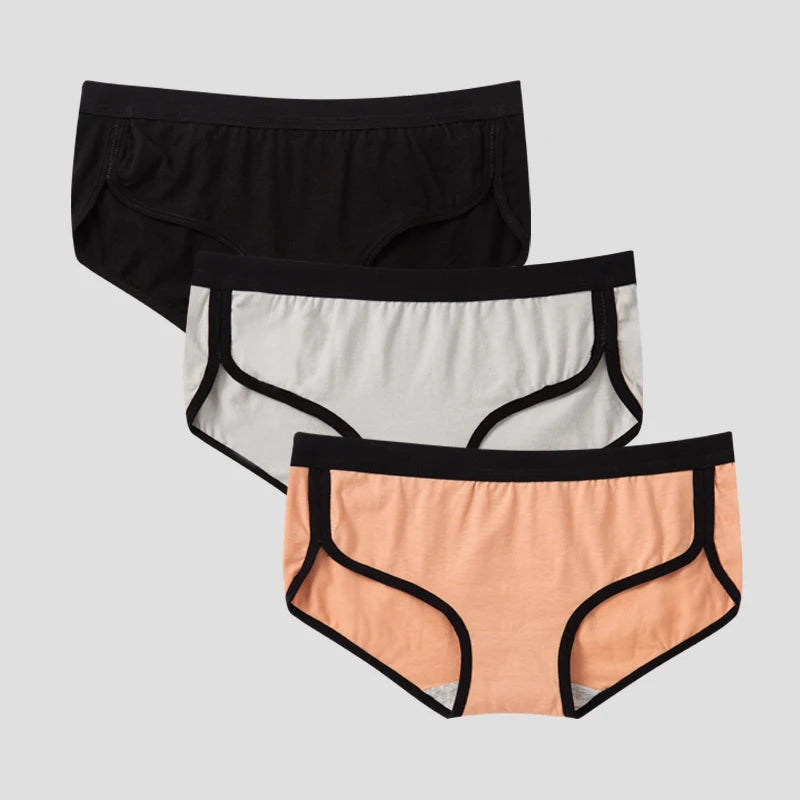 BANNIROU 3-Pack Cotton Briefs – Breathable Low-Rise Panties