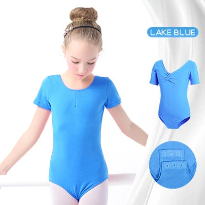 Girls Basic Ballet Leotard Cotton Dance Bodysuit Short Sleeve Gymnastic Leotards for Toddler Ballerina Outfits Kids Dance Wear