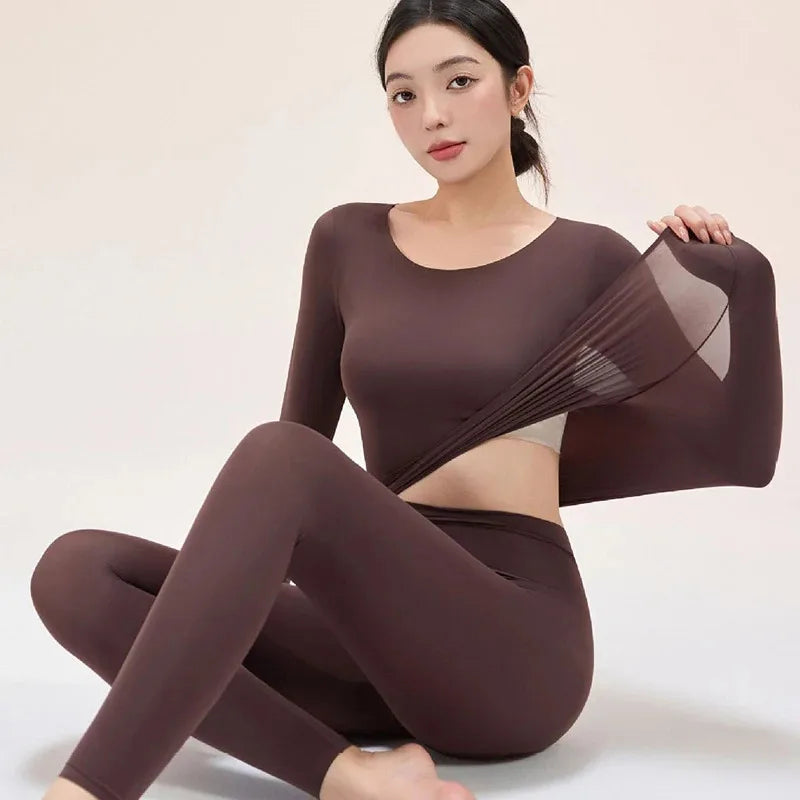 Women's Seamless Ultra-Thin Thermal Set - Long Sleeve Top & Pants
