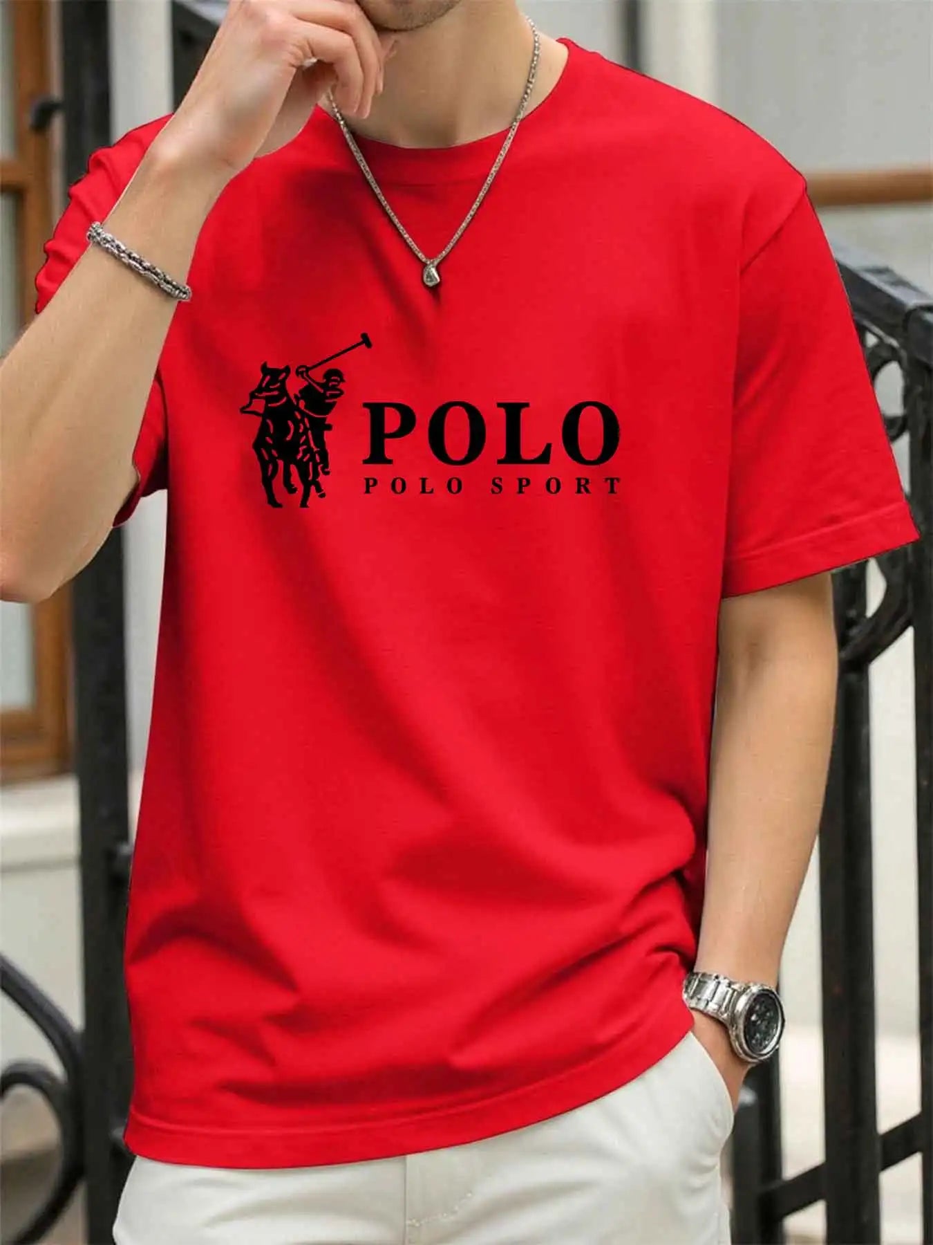Men's 100% Cotton Print T-Shirt — Loose Fit Summer Sports Top