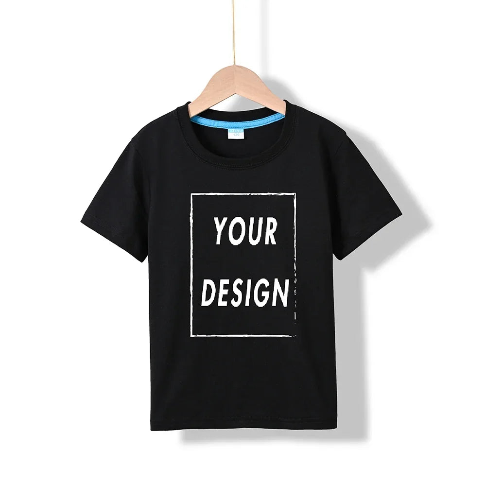 2025 Free Customized Front and Rear Logo Children's Cotton T-shirt, the Best Gift for Boys and Girls