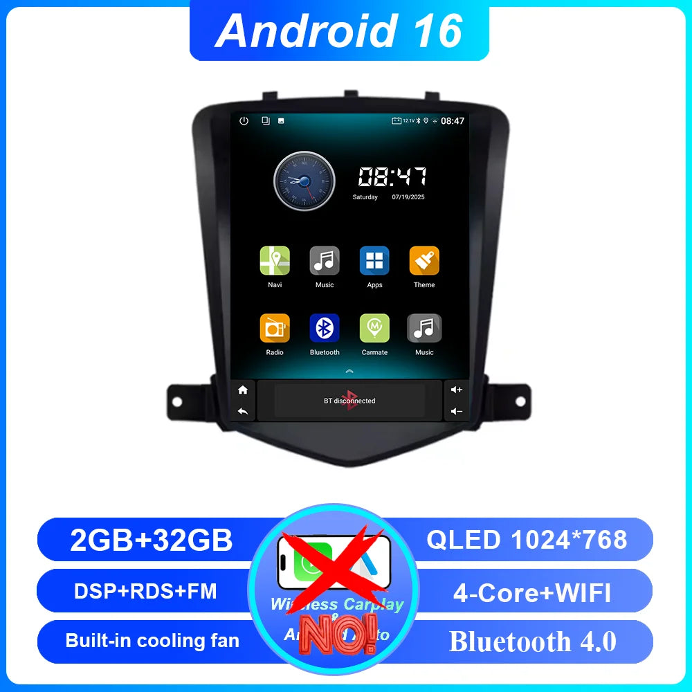 Car Stereo with Apple CarPlay & Android Auto, Compatible with Chevrolet Cruze J300