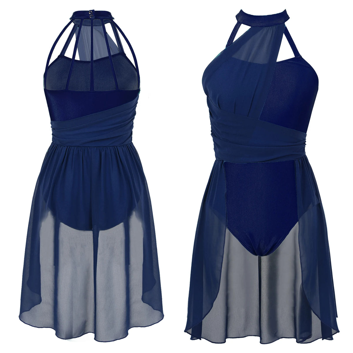 Women's ruched chiffon contemporary lyrical dress