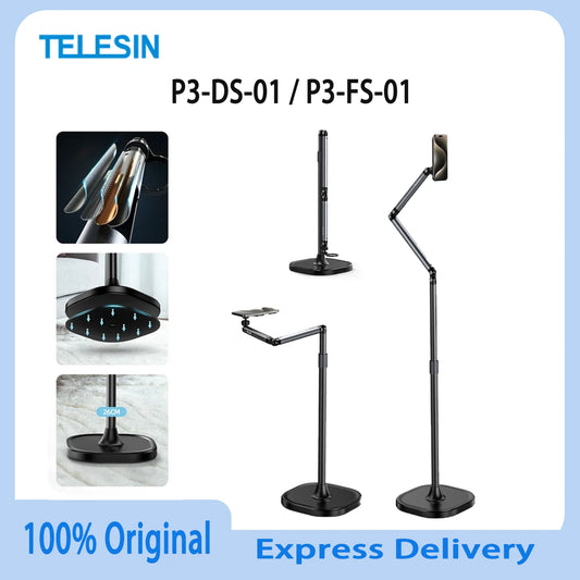 Original Telesin P3-DS-01 P3-FS-01 Adjustable Desktop Stand For Phone And Camera With Flexible Arm And Stable Base Design