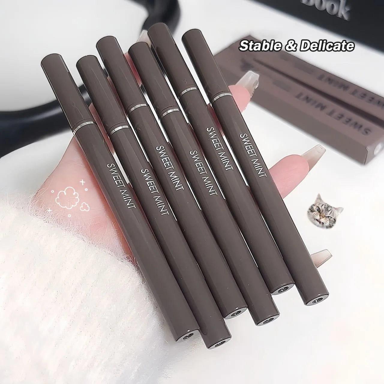 Curved Eyeliner Pen Quick Dry Liquid Eye Liner Easy To Draw Ultra-fine Lying Silkworm Pencil Black Brown Lower Eyelash Makeup