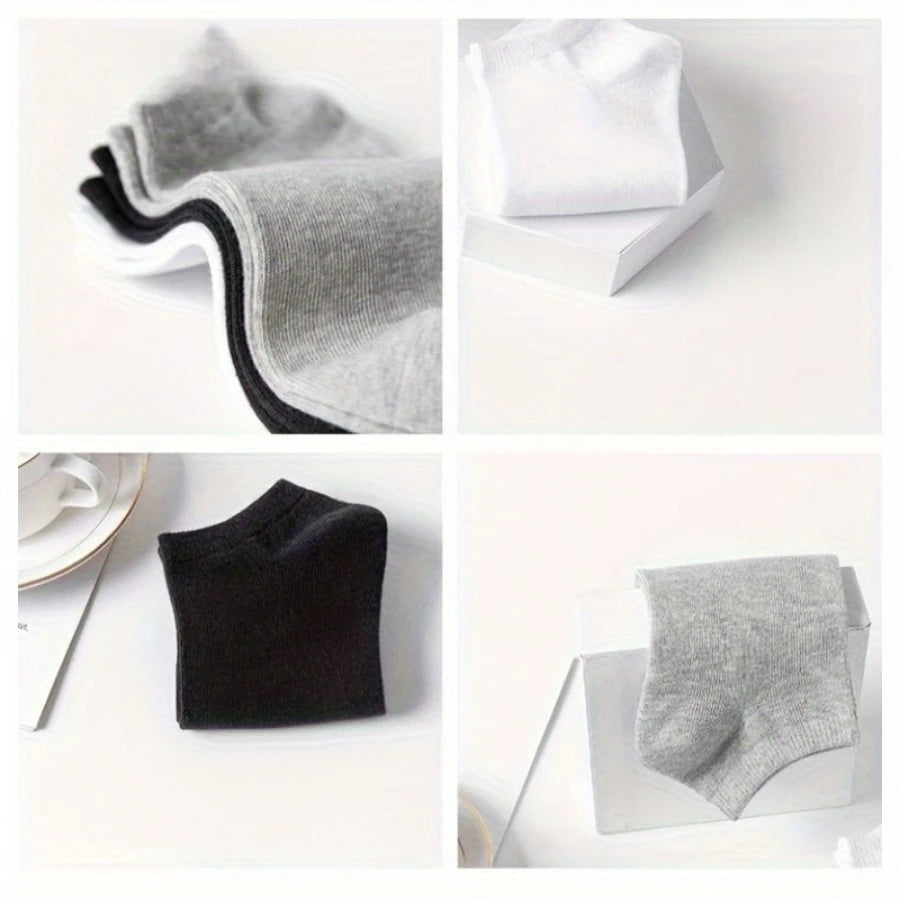 10-Pair Thin Ankle Socks - Breathable & Sweat-Absorbing