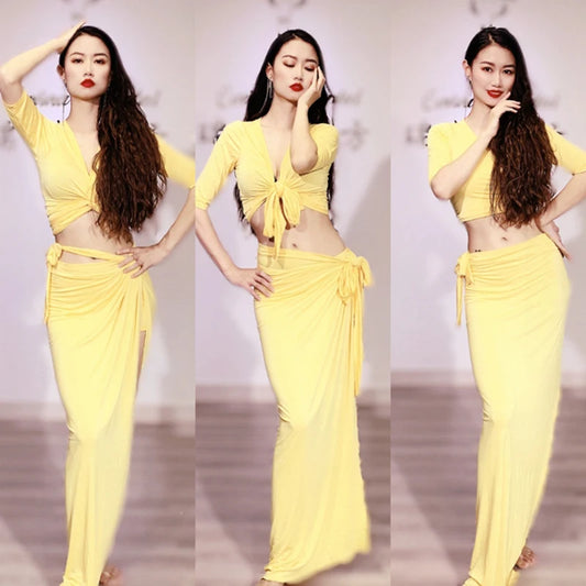 Women's professional belly dance top and skirt set