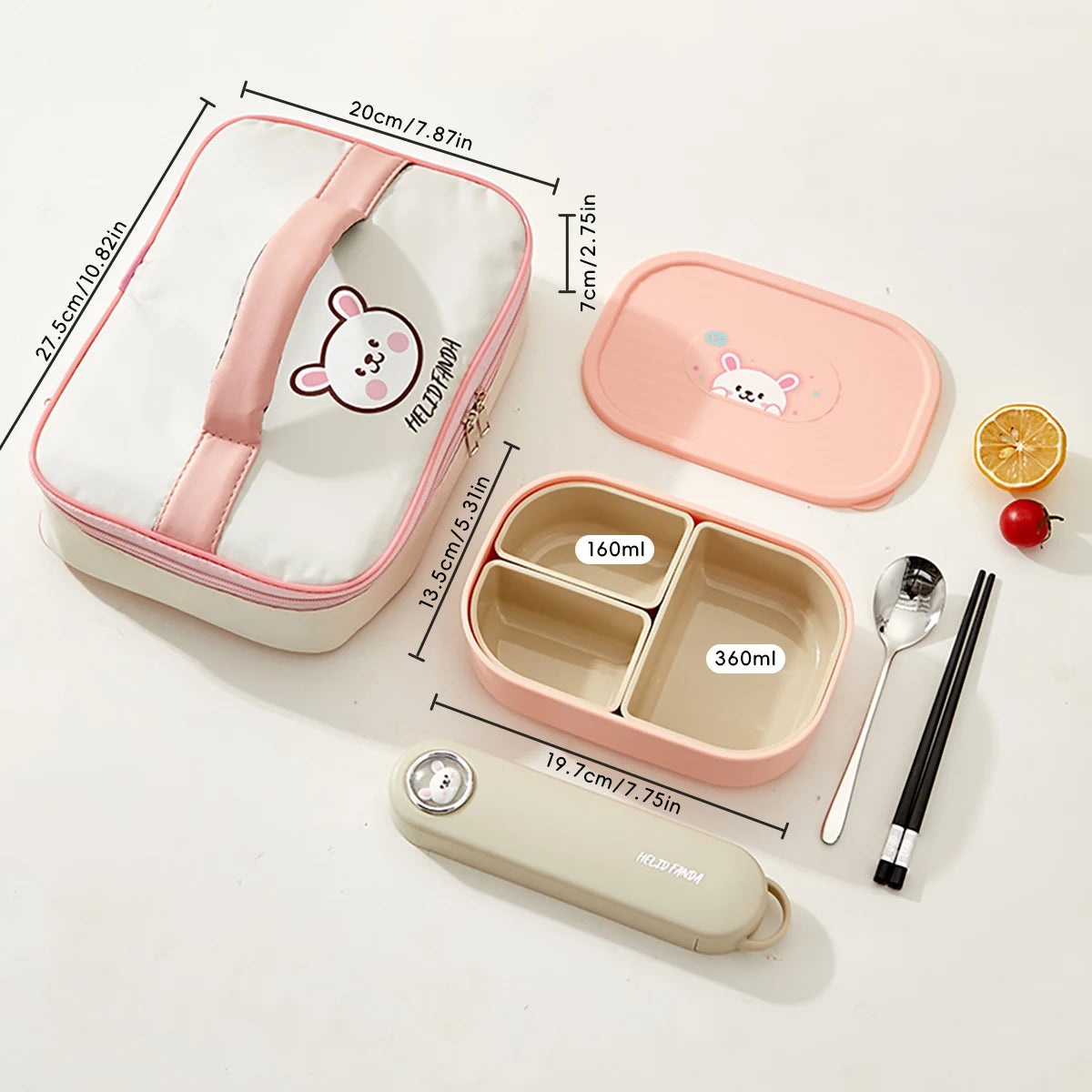 WORTHBUY 3 Grids Microwave Plastic Lunch Box Portable Detachable Fruit Bento Box Stackable Food Container For School Office