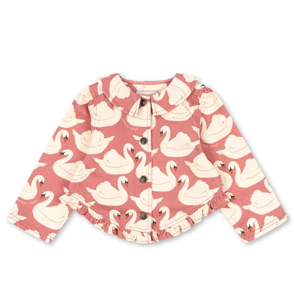 Girls Swan Print Winter Coat - Fleece-Lined Padded Jacket - photo 7