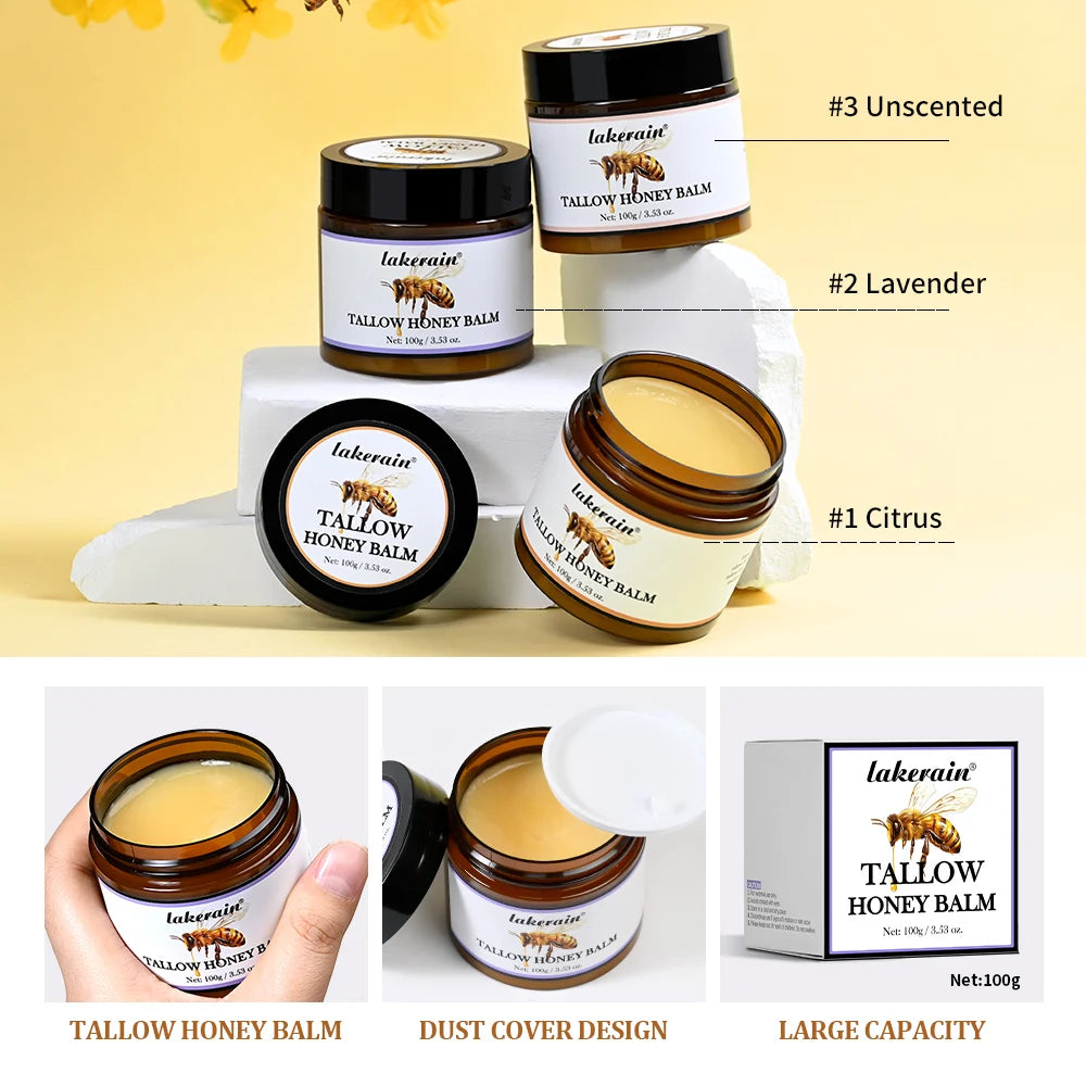 Tallow & Honey Balm for Dry, Itchy Skin - Moisturizing Face & Body Cream