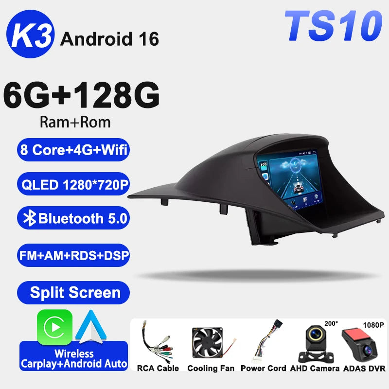 Car Radio Android 16 8 Core For Ford Fiesta MK6 MK7 2009-2017 GPS Navigation Smart Car Systems Wireless CarPlay Auto BT FM RDS