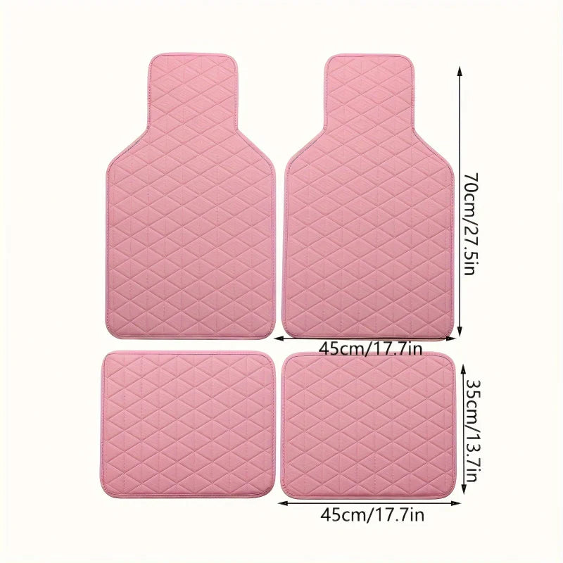 4-piece waterproof PU leather car floor mat - durable and fashionable, all-weather protection, easy to clean, enhances interior