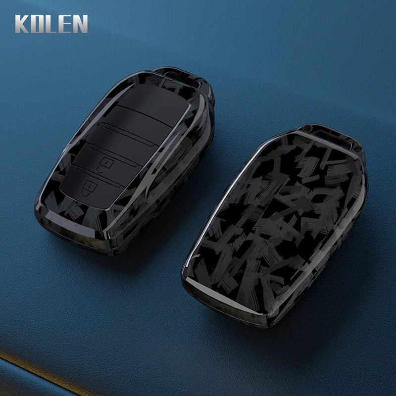 ABS Carbon Fiber Car Flip Key Case Cover For Toyota Sienna Rav4 Crown Hilux Fortuner Camry Land Cruiser Prado Venza Accessories