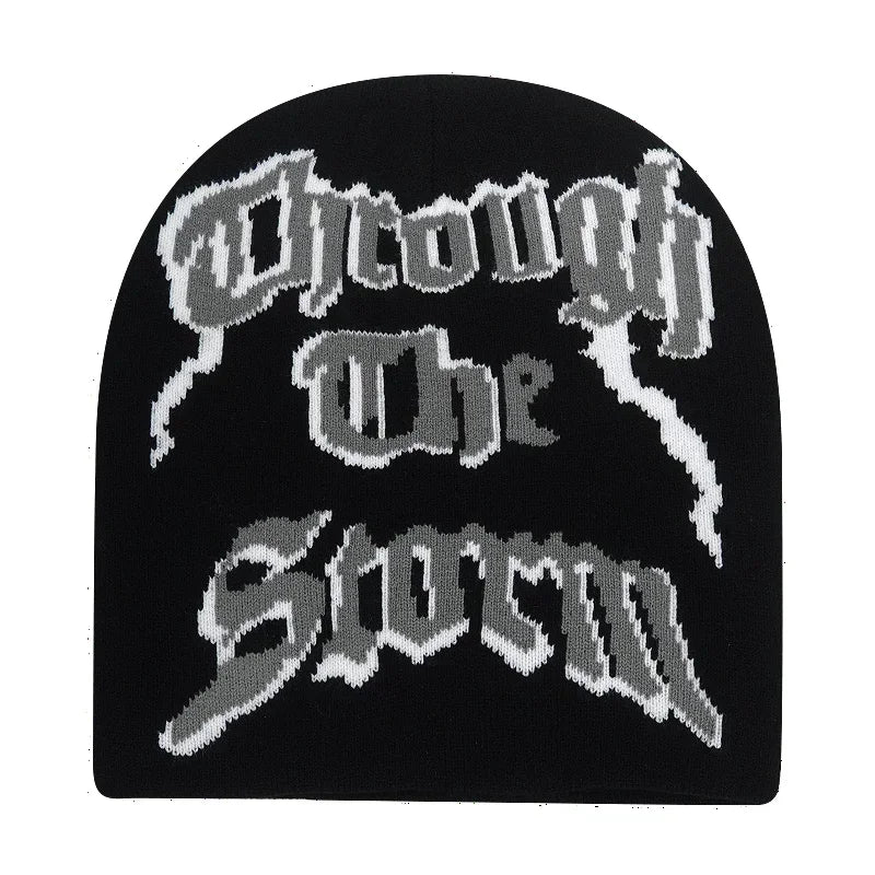 Y2K Letter Knit Beanie, Warm Ski Hat
