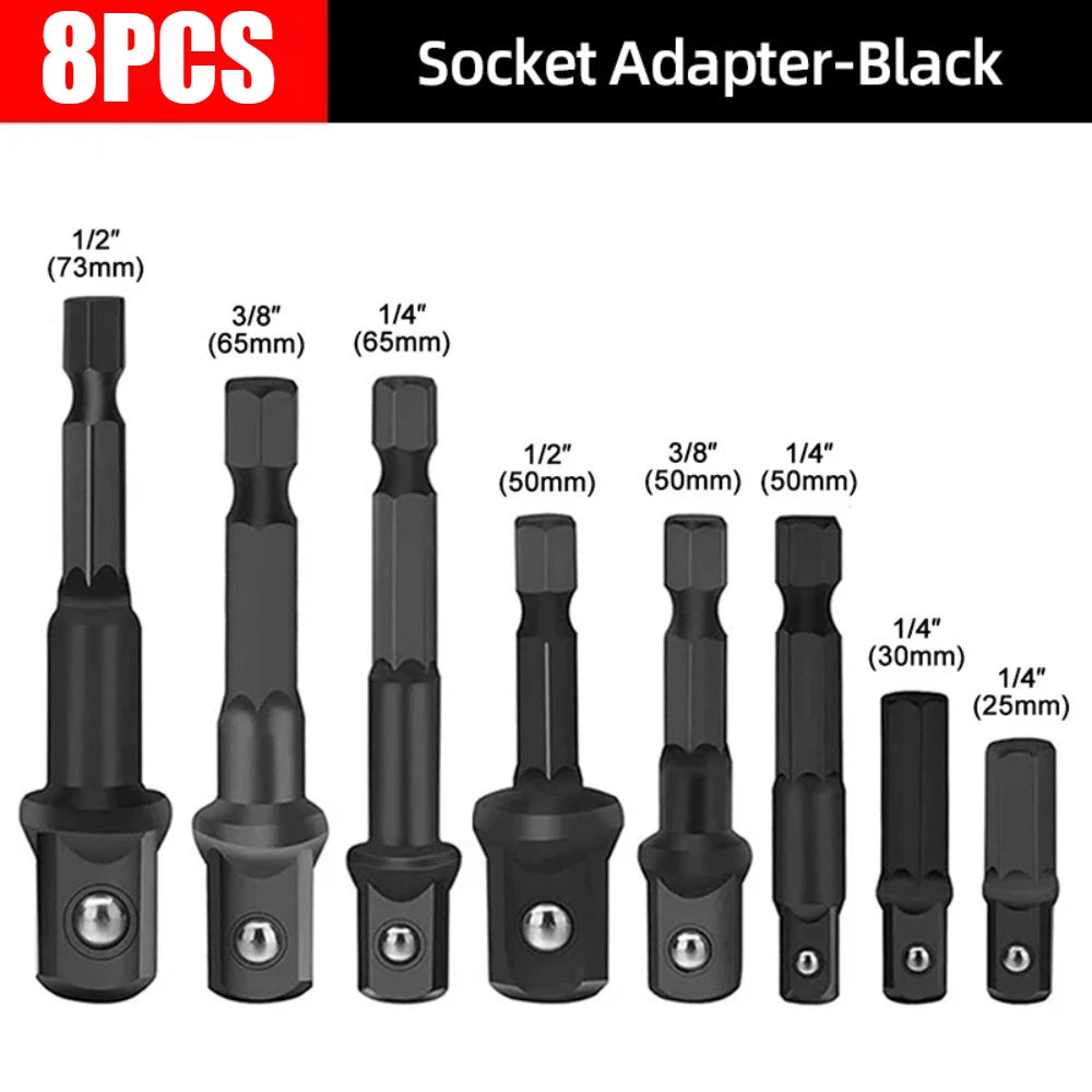 Socket Wrench Adapter, Square Ratchet Reducer Set Drill Sockets Bit Hex Holder 1/2 to 3/8 to 1/4 Double Head Conversion Kit