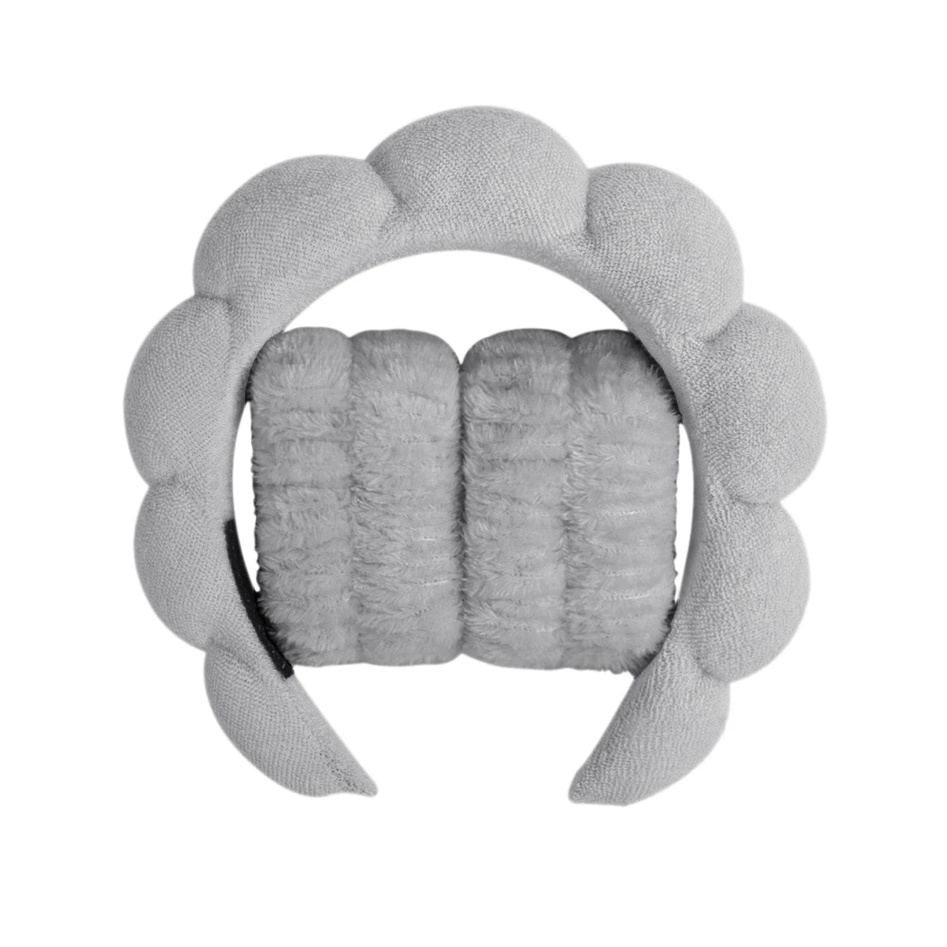 Spa Bubble Headband for Washing Face – Microfiber Puffy Scrunchie Wristband for Skincare & Makeup Routine