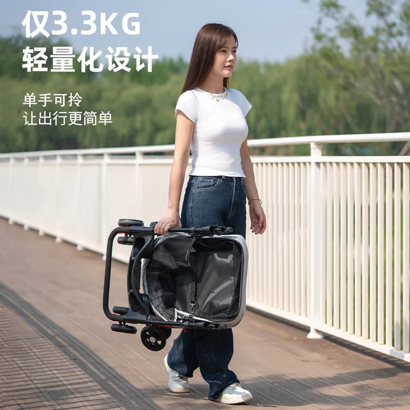 Lightweight Folding Pet Stroller - Outdoor Travel Cart – photo 3
