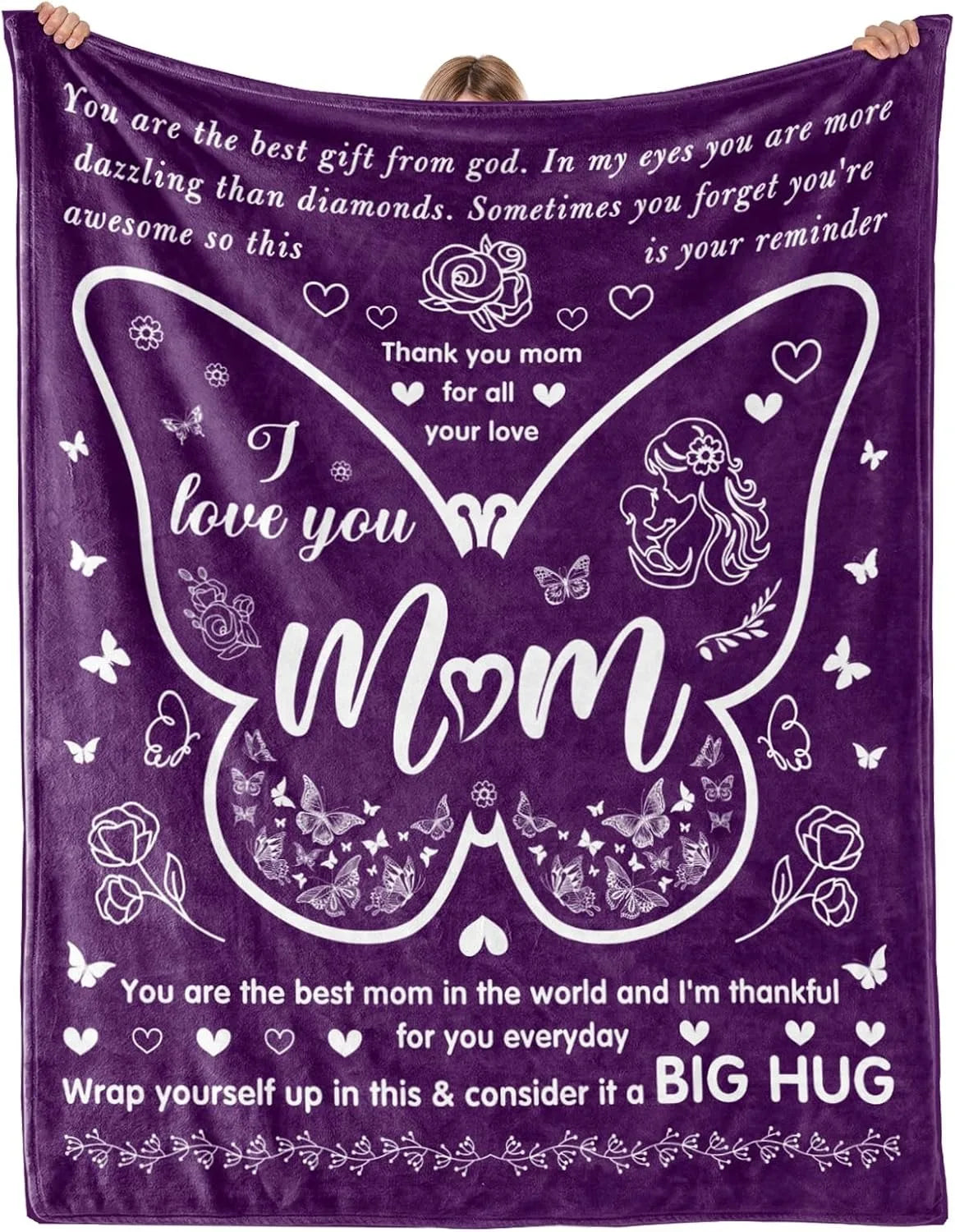 Gift for Mom Flannel Throw Blanket with Loving Message