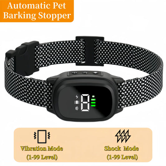 Waterproof Rechargeable Anti-Bark Dog Collar – Vibration Training Collar for Small & Medium Dogs | Black