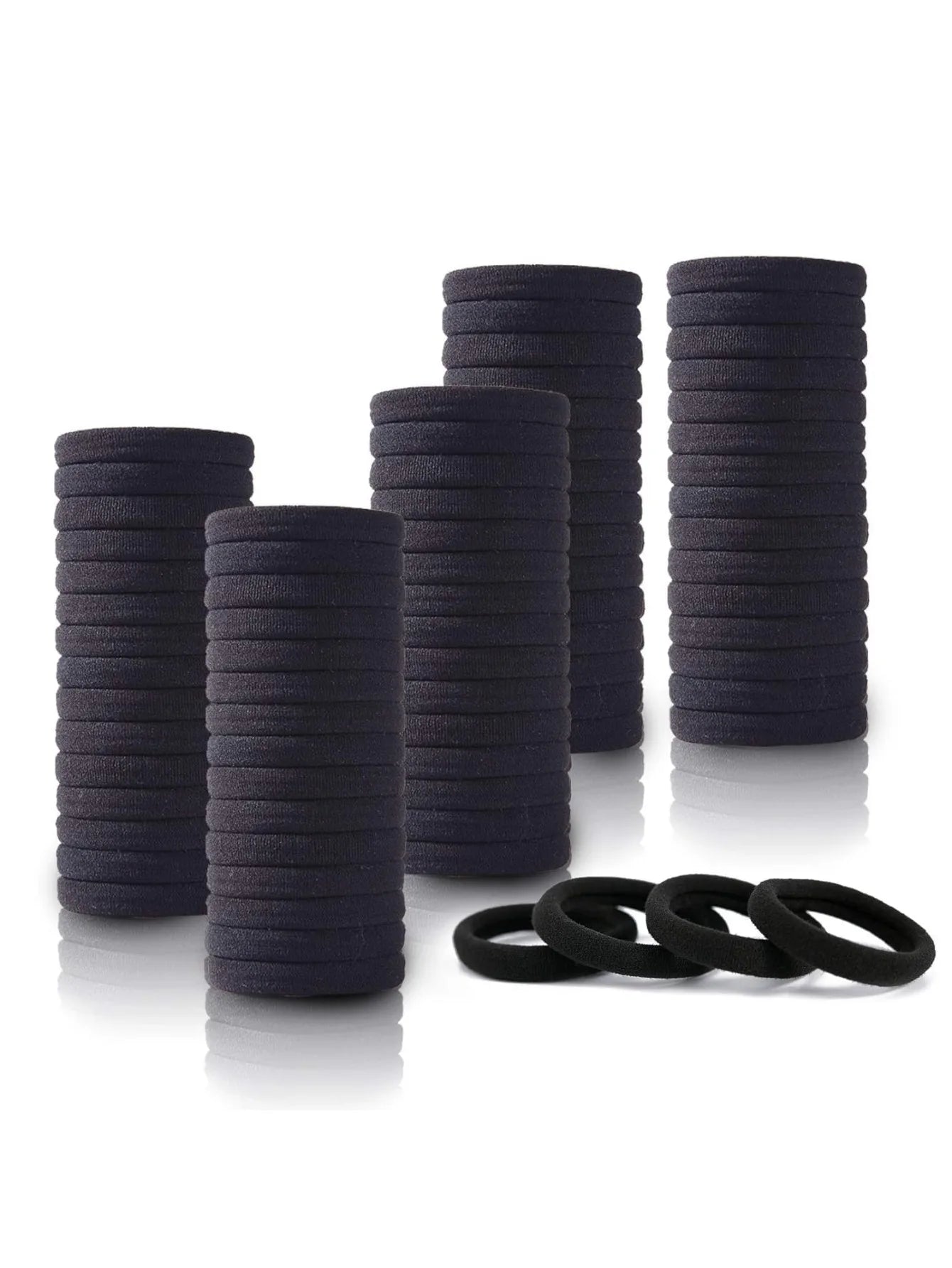 100-Pack Black Hair Ties, Seamless Elastic Hair Rings for Women Girls, No Damage Ponytail Holders, Strong Stretch for Daily Use