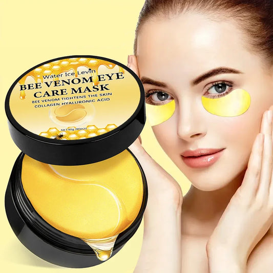 60Pcs Bee Venom Eye Mask (Including Honey, Glycerin and Collagen), Moisturizing and Firming Eye Patch Skin Care Products to Remove Dark Circles and Eye Bags