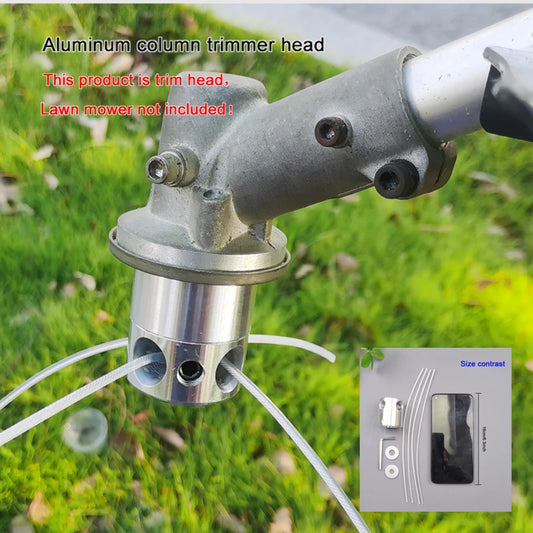 1Pc Aluminum Alloy Cylindrical Trimmer Head, Installation Hole 1Inch/2.54Cm, Side Fixed Lawn Rope Easy to Install, 3 Accessories and 4 Steel Wire Lawn Ropes, Strong and Durable, Not Afraid of Stones, Suitable for Gardening, G