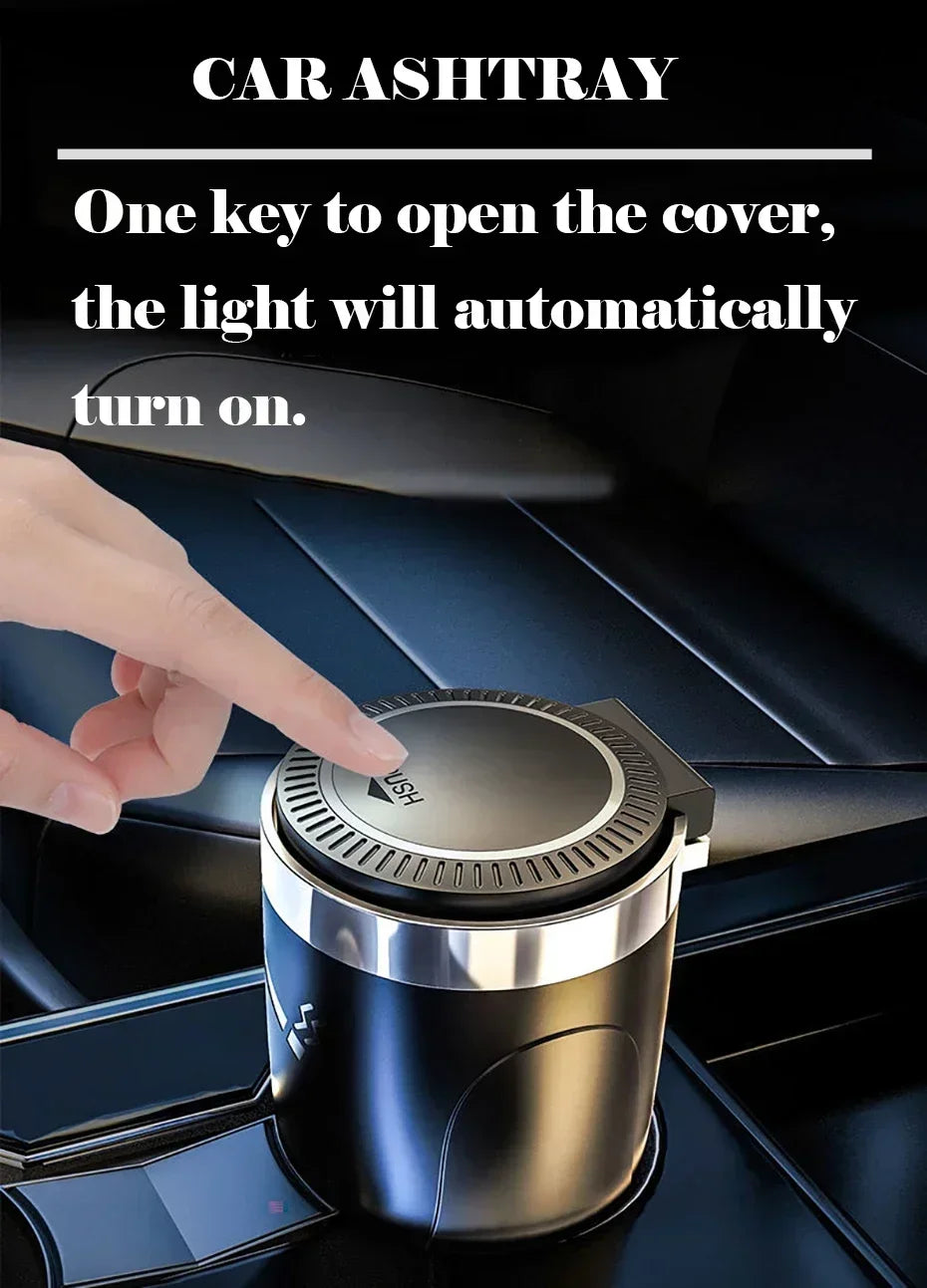 Car Ashtray With LED Light Universal Alloy Ash Tray Aluminum Cup Smokeless Auto Ashtray Flame Retardant Cigarette Holder Box