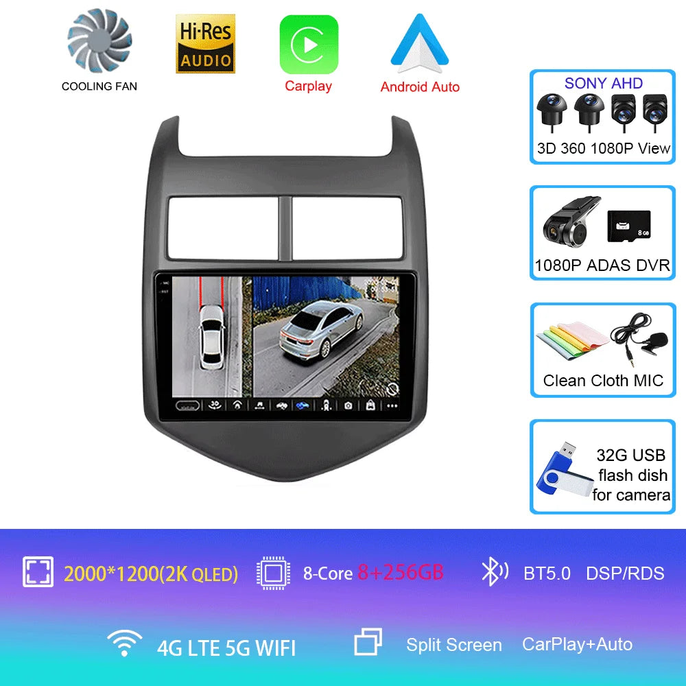Android 16 Car Radio CarPlay Auto Multimedia Player For Chevrolet Aveo 2 Sonic T300 2011-2015 Navigation GPS 2din Stereo Audio