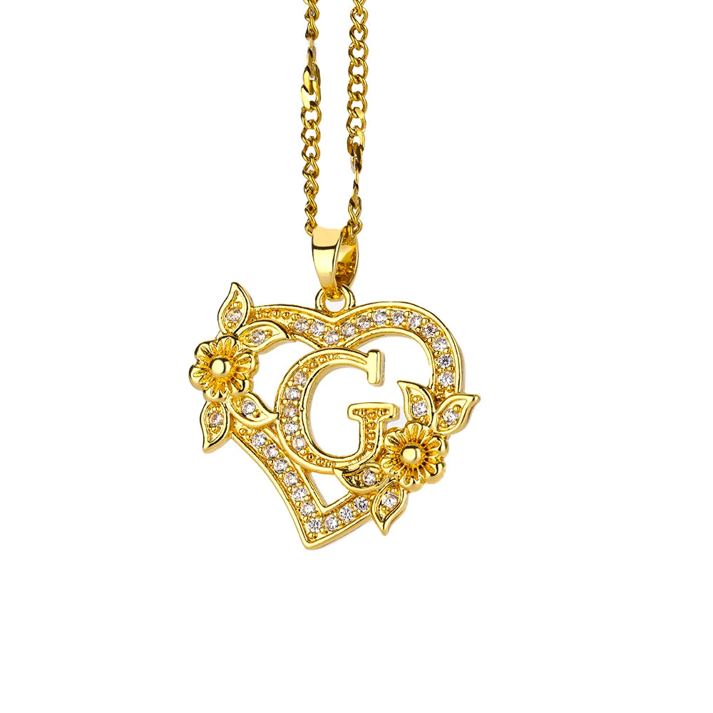 Initial Heart Necklace – Gold-Tone A-Z Letter Pendant