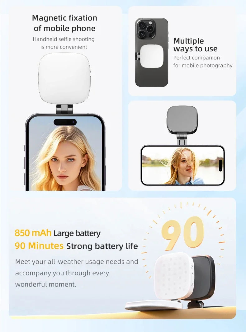 Original Ulanzi Magsafe Magnetic Dual Color Temperature Fill Light 3200K-6600K Adjustable LED Video Light with 3 Lighting Modes