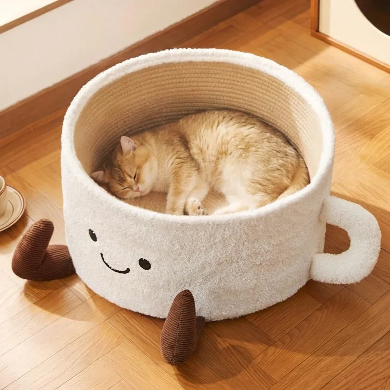 Cat Bed With Scratching Board Semi Enclosed Cozy Nest For Indoor Cats Kittens And Pets Perfect Christmas Gift For Cat Lovers