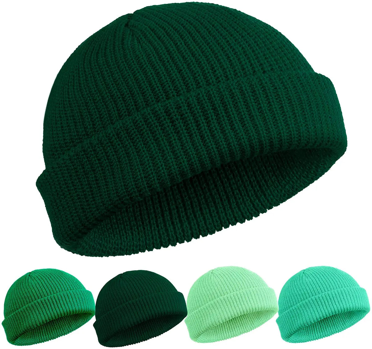 Retro Sailor Knit Beanie - Short Roll-Up Cuff Skull Cap, Unisex - photo 3