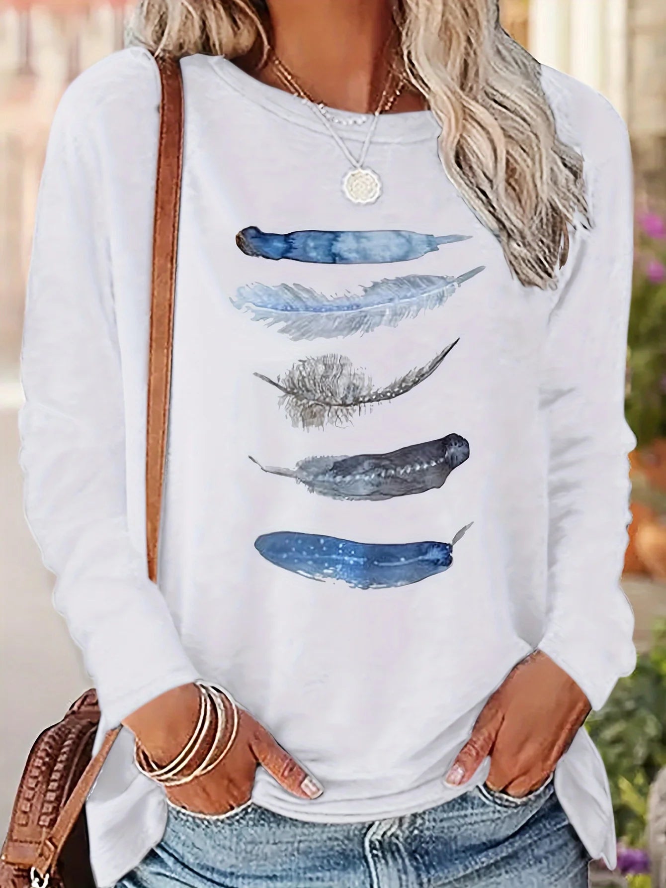 Women's 100% Cotton Slim Long Sleeve T-Shirt – White Basic Tee, Thin Casual Top