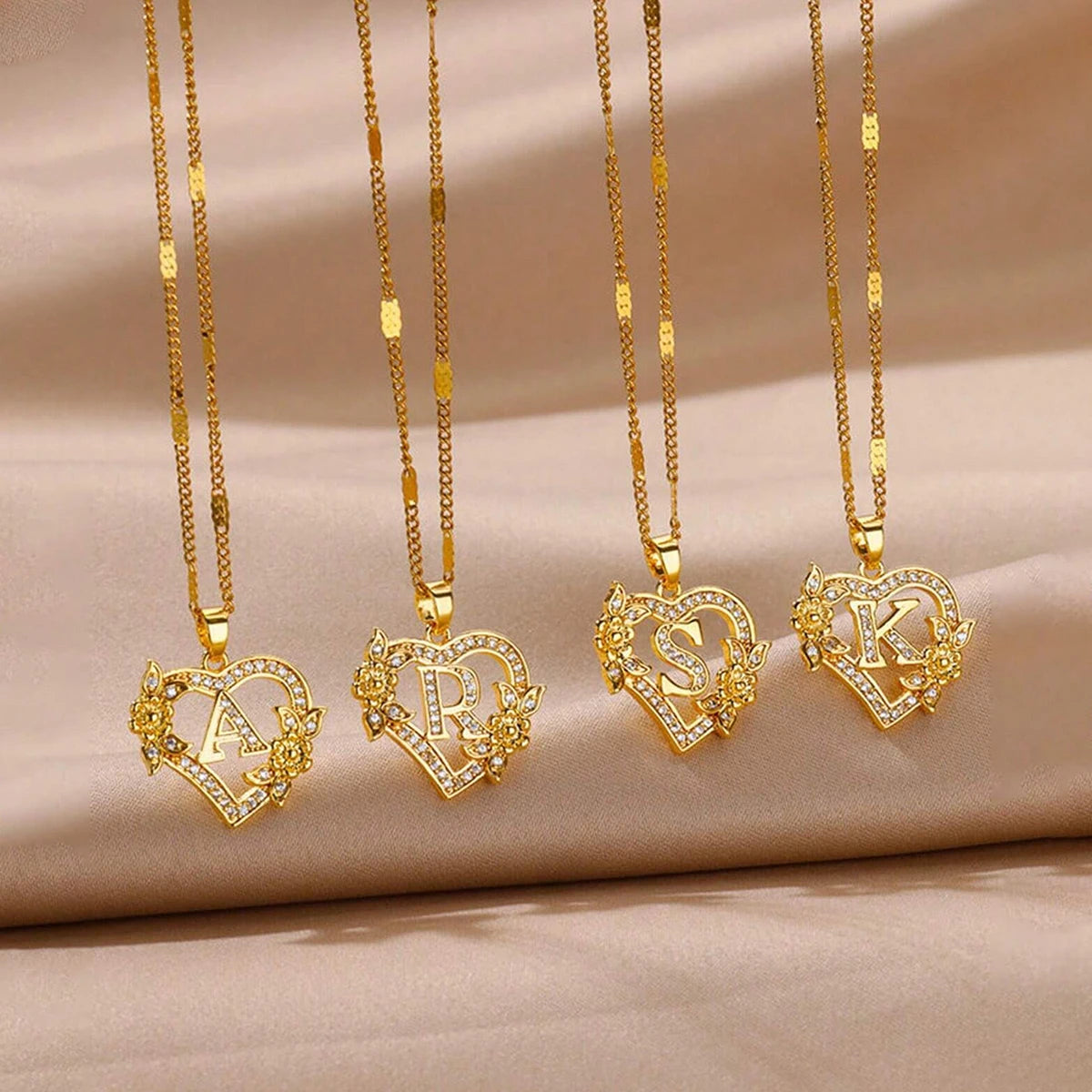 Initial Heart Necklace – Gold-Tone A-Z Letter Pendant
