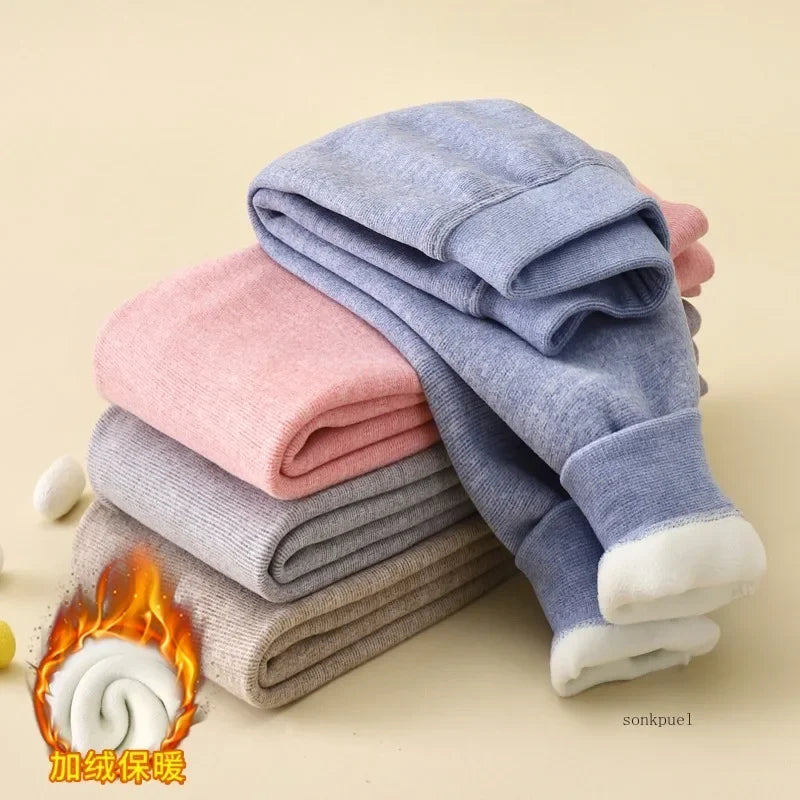 Kids Fleece Thermal Leggings - Thick Warm Inner Pants - photo 4