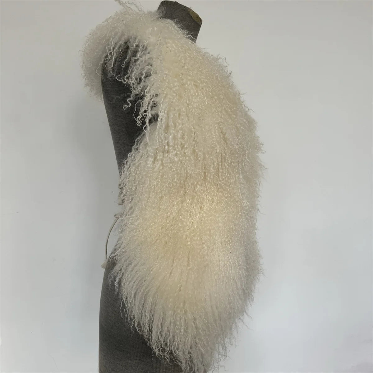Fluffy Luxury  Real Mongolian Fur Halter Vests Women Solid Deep V-Neck Backless Bandage Sleeveless Jackets Top Outerwear Coat