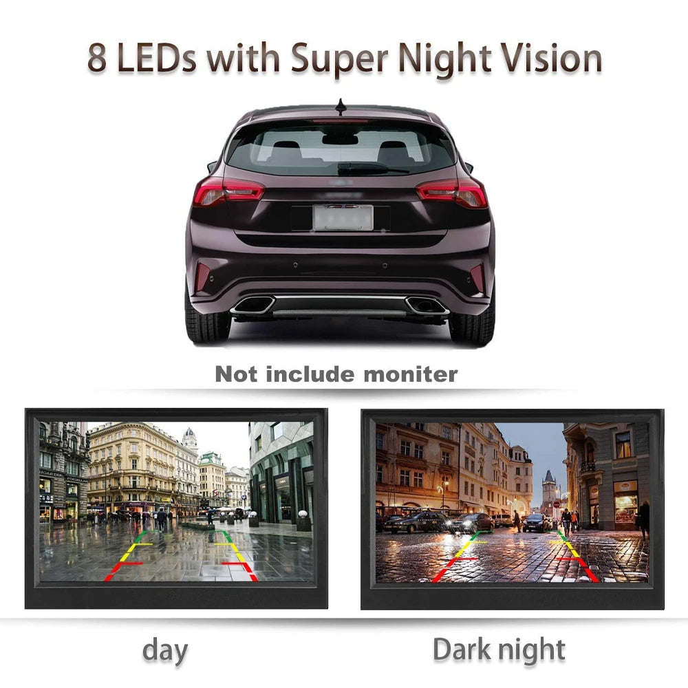 Universal License Plate Backup Camera with Night Vision & LED