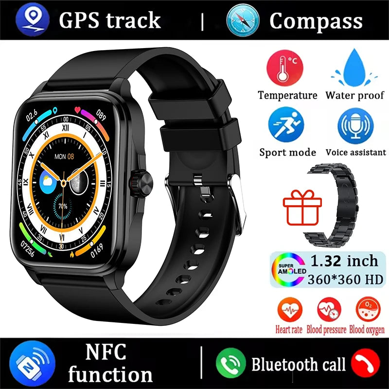 2026 New Health smart Watch Heart Rate Blood Oxygen Blood Pressure Monitoring Bluetooth Call GPS Movement Trajectory Smartwatch