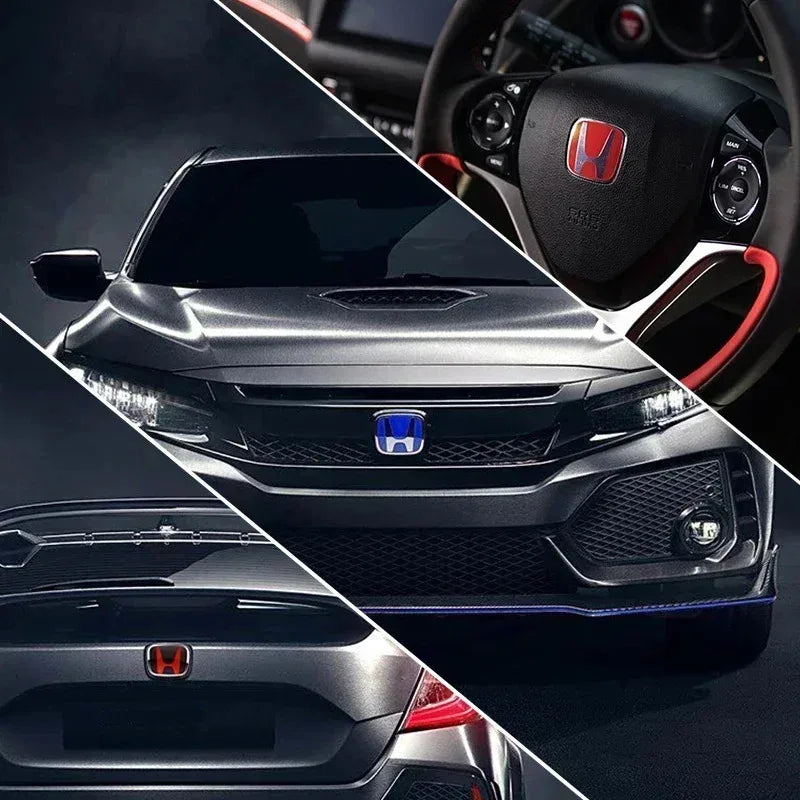 Car Hood Front Grill Rear Trunk H Emblem Logo Sticker For Honda Civic Fit Jazz Accord CRV HRV City Odyssey Passport Pilot Vezel