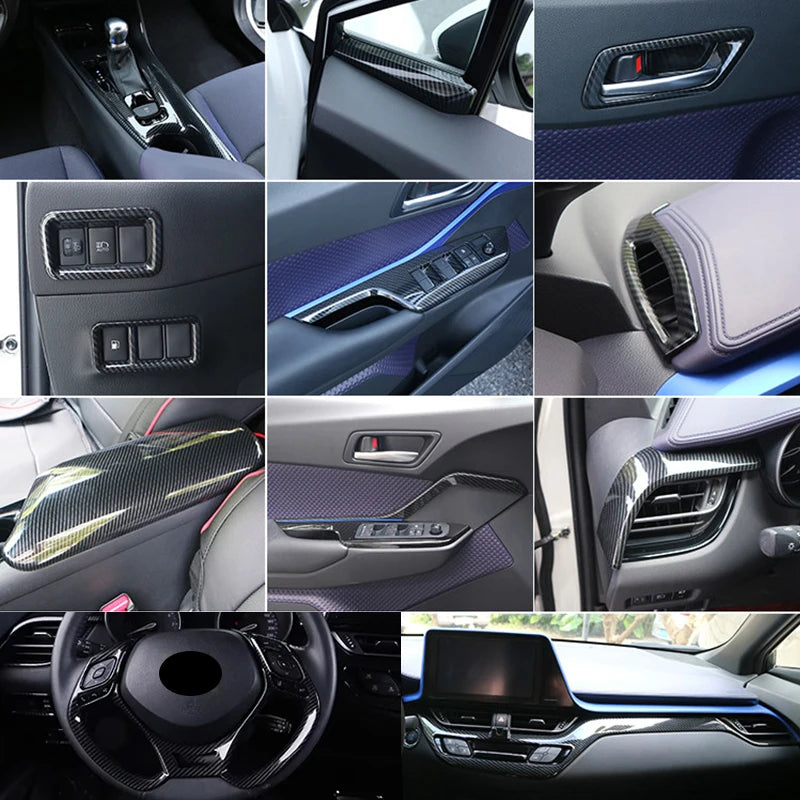 For Toyota C-HR AX10 CHR 2017-2023 Carbon Fiber Texture Window Switch Lift Panel Air Outlet Protective Cover Interior Accessorie
