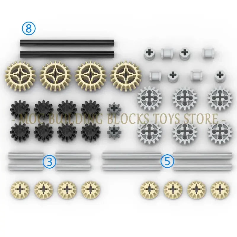 High-Tech Technical Parts Pin Beam Liftarm Axle Connector Panel Gear Car Motorcycle Building Blocks Bricks Technology Set Toys