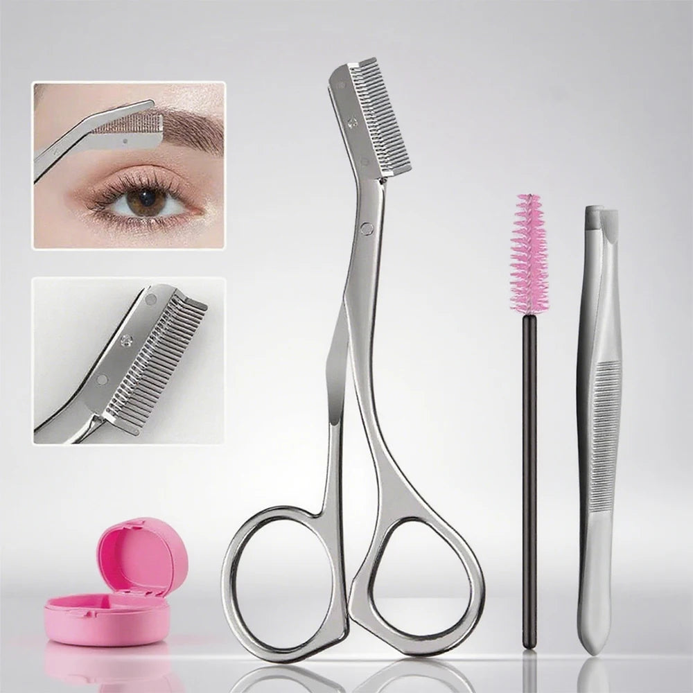 1 set of eyebrow grooming tools, eyebrow grooming scissors with comb, gift for both men and women, facial razor, makeup tools
