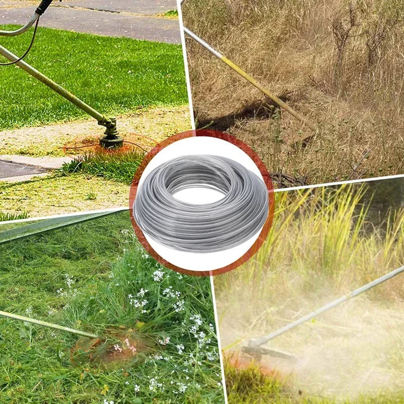 2.4/2.7/3.0/4.0mm*15m Steel Wire Nylon Grass Trimmer Line Brushcutter Trimmer Rope Lawn Mower Cord Durable Steel Trimmer Line
