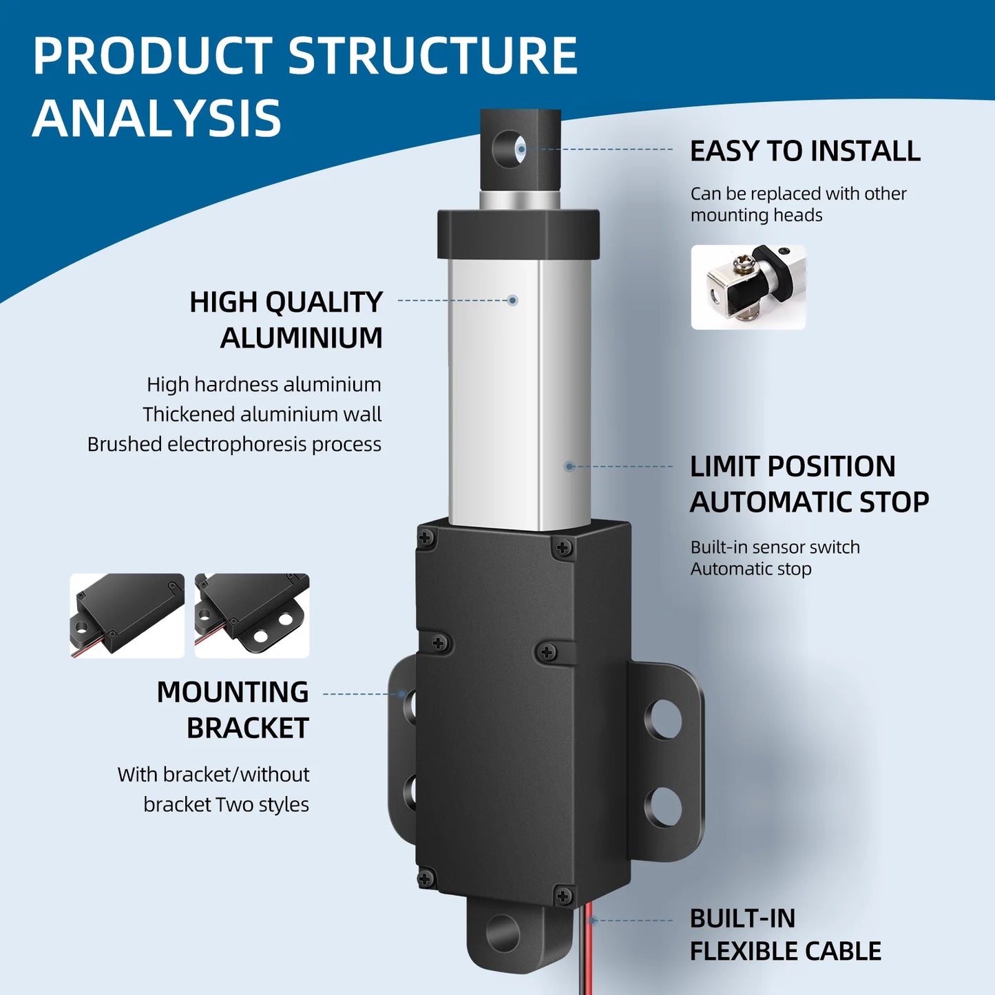 Mini telescopic linear actuator small micro 6V/12V/24VDC electric reciprocating lifting linear actuator stroke range 10-200mm