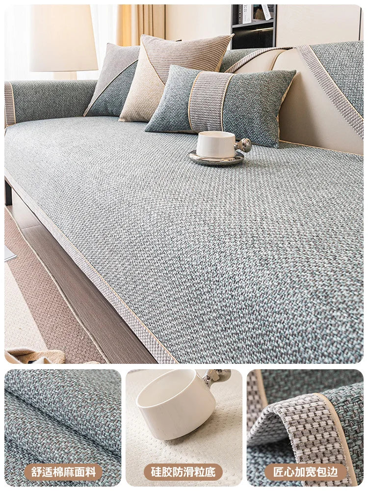 Woven Cotton and Linen Sofa Cushion for All Seasons Universal Non-slip Sofa Cover Cover New 2026 Backrest Cover Cloth Towel
