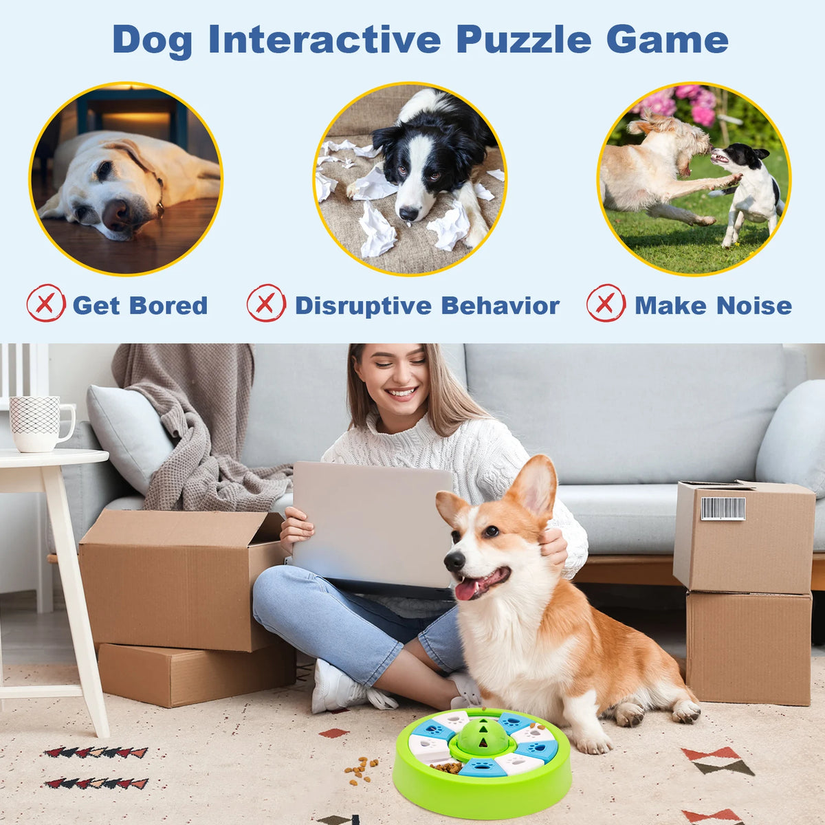 Puzzle Slow Feeder Bowl - Treat Dispenser Game for Dogs & Cats - photo 4